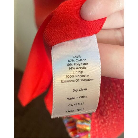 Talbots TEXTURED FRINGE-NECK SHIFT Red DRESS size 14 - Picture 10 of 14